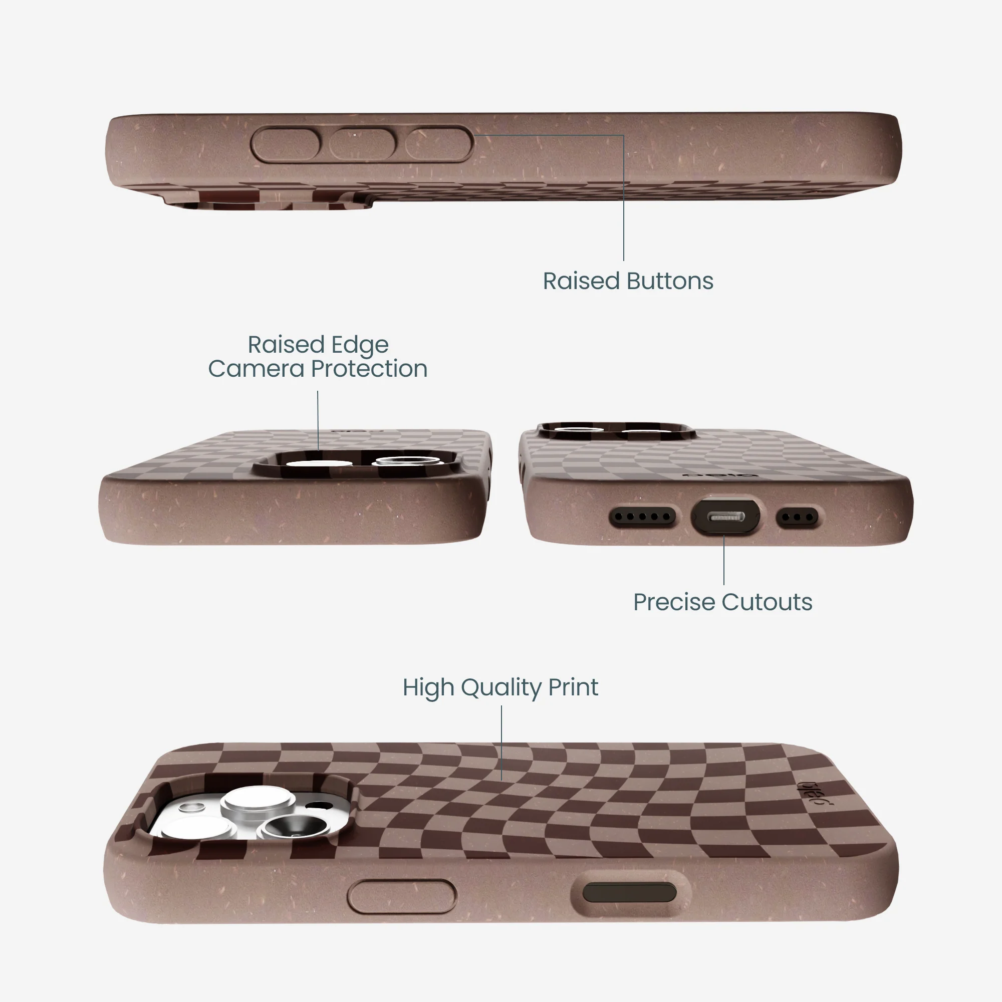 Chocolate Brown Cafe Check iPhone 16 Pro Max Case - Image 3