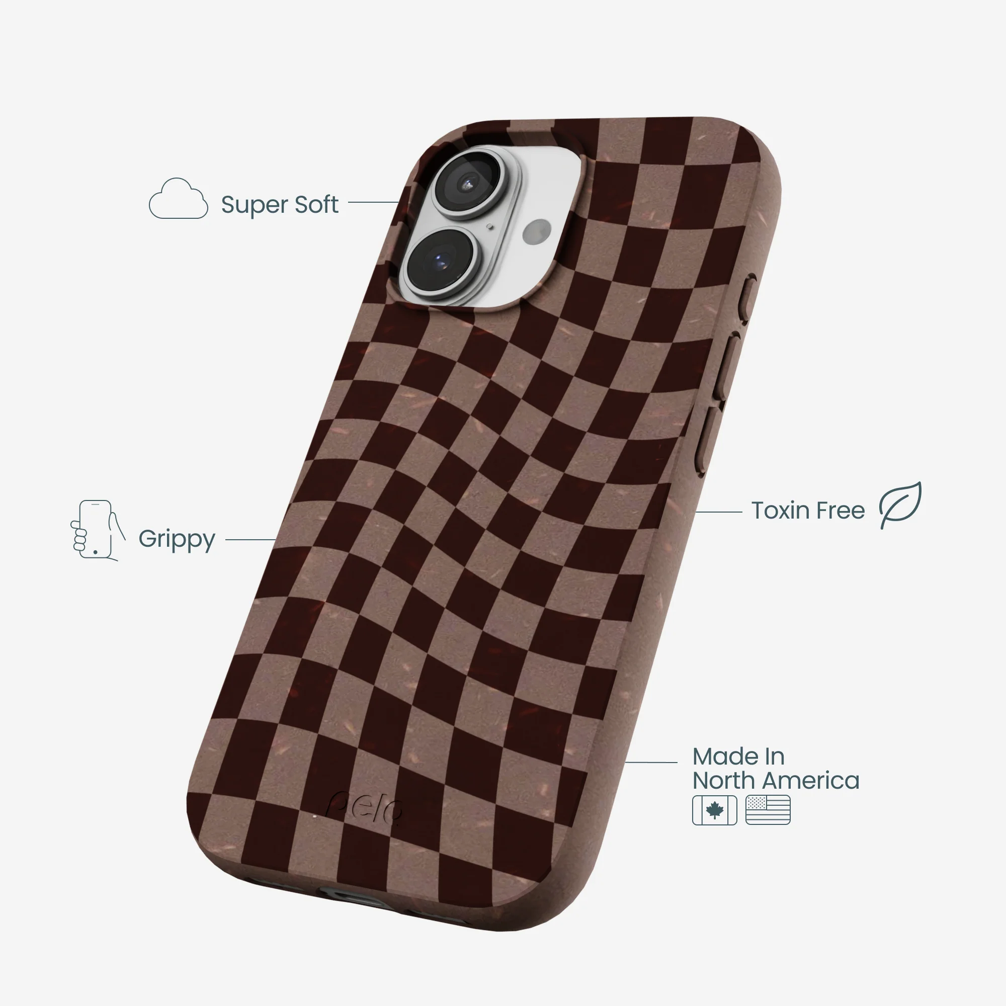 Chocolate Brown Cafe Check iPhone 17 Case - Image 4