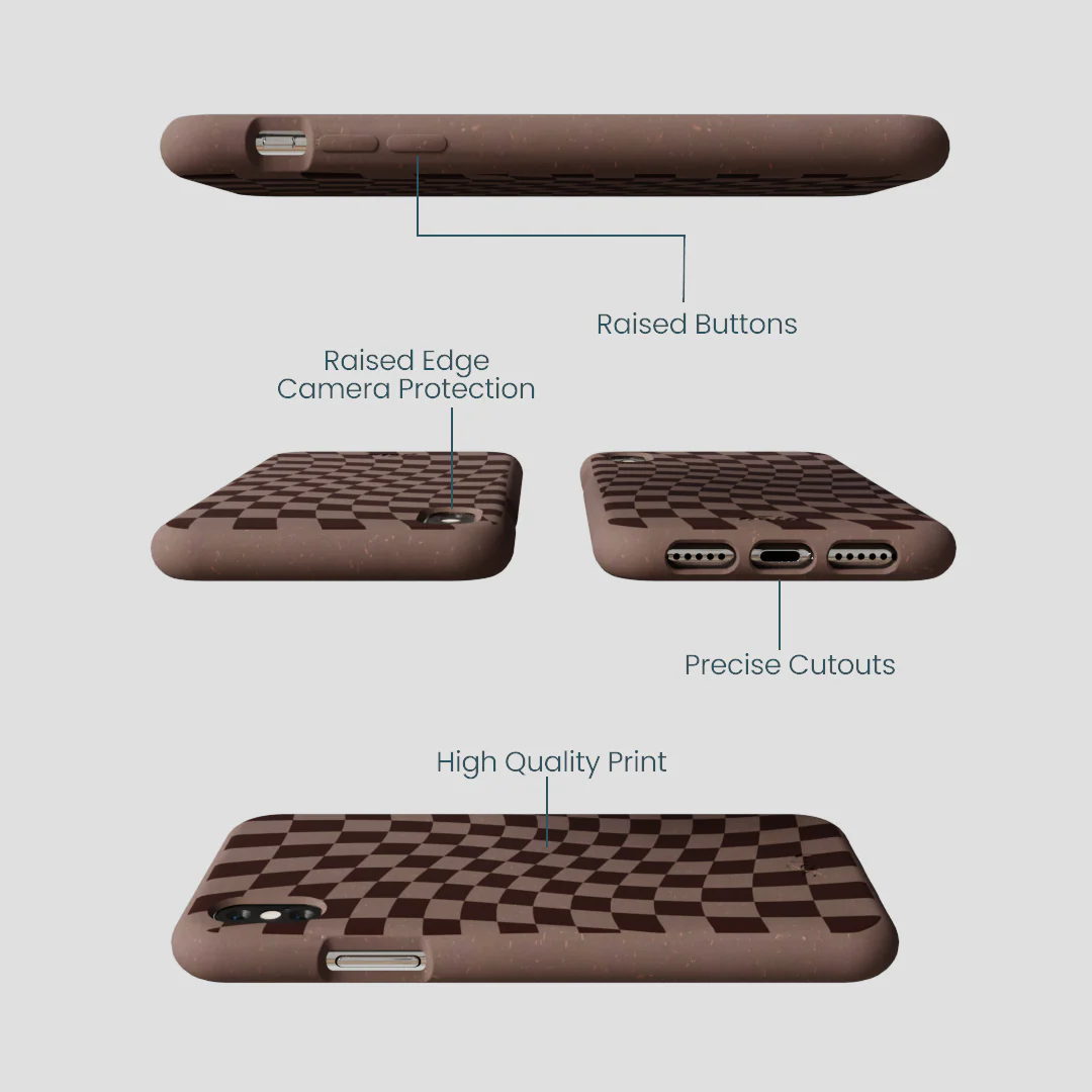 Chocolate Brown Cafe Check iPhone XR Case - Image 3