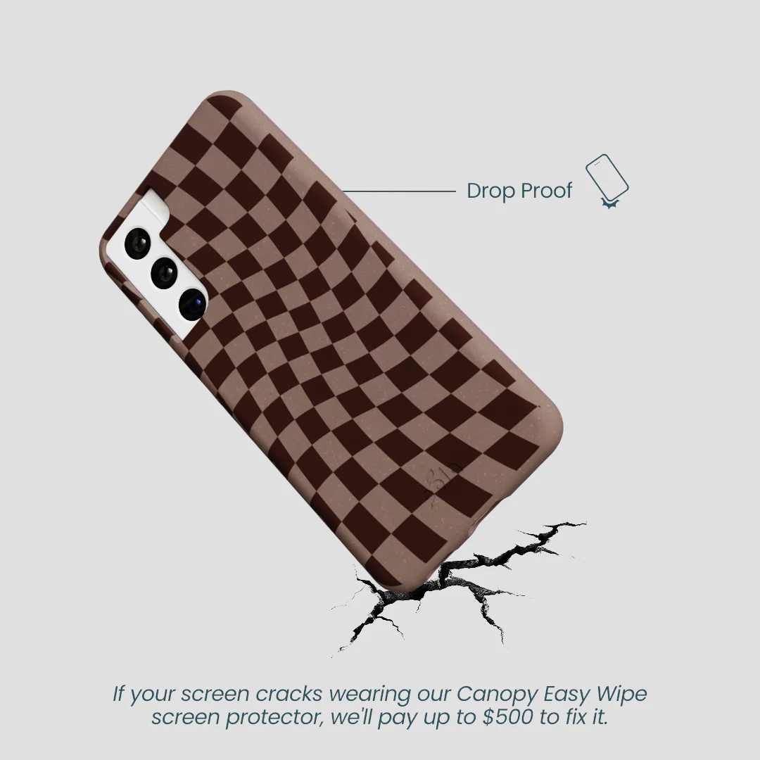 Chocolate Brown Cafe Check Samsung Galaxy S21 Case - Image 5