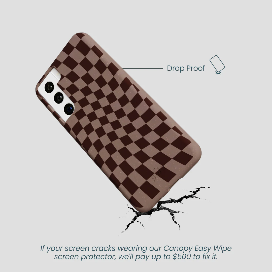 Chocolate Brown Cafe Check Samsung Galaxy S22 Case - Image 5