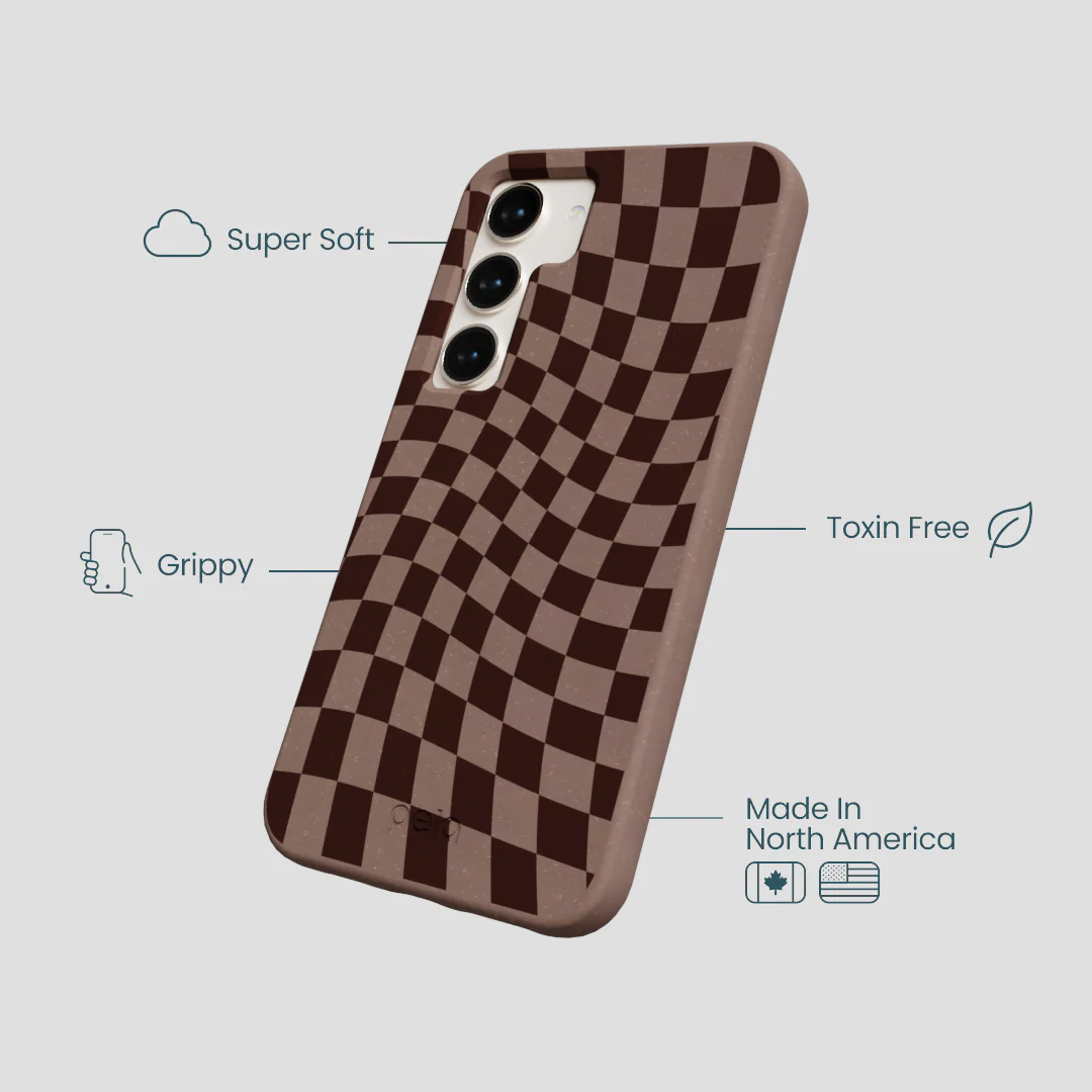 Chocolate Brown Cafe Check Samsung Galaxy S23 Case - Image 4