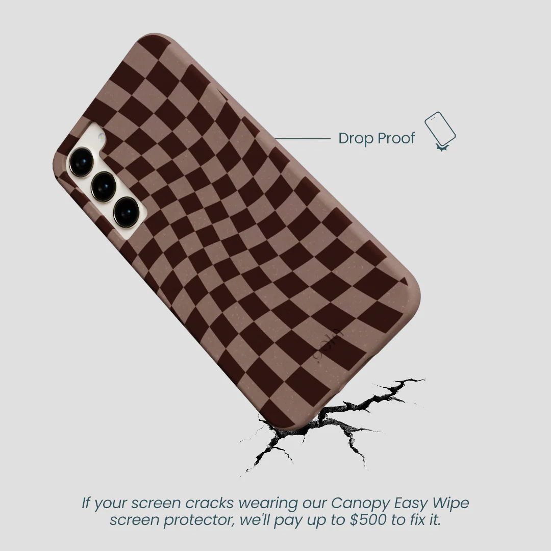 Chocolate Brown Cafe Check Samsung Galaxy S23+(Plus) Case - Image 5