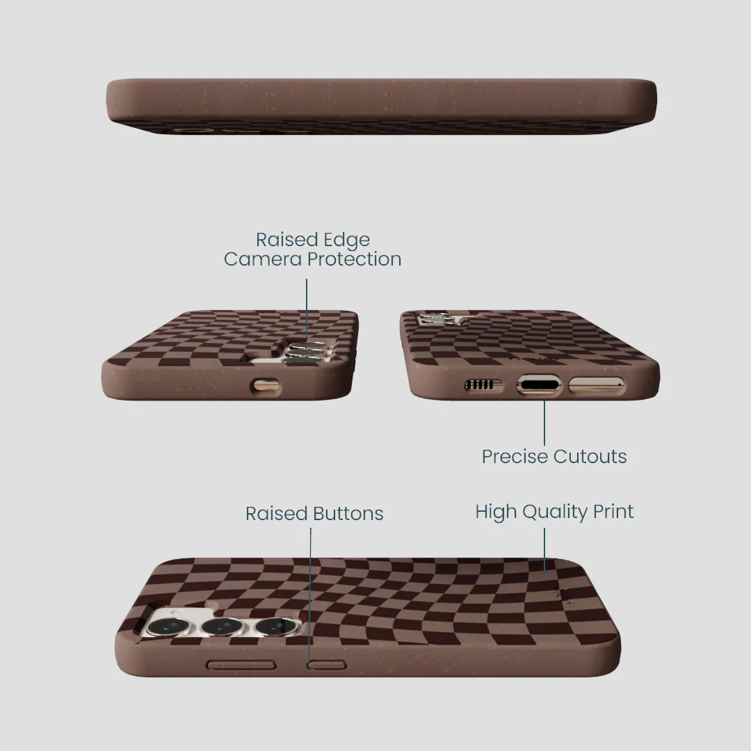 Chocolate Brown Cafe Check Samsung Galaxy S24 Case - Image 3