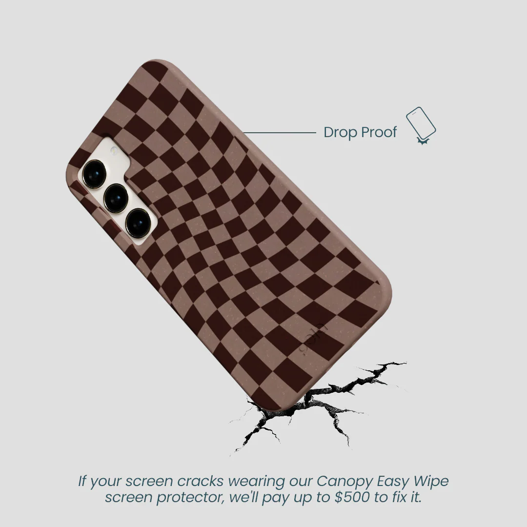 Chocolate Brown Cafe Check Samsung Galaxy S24 Case - Image 5