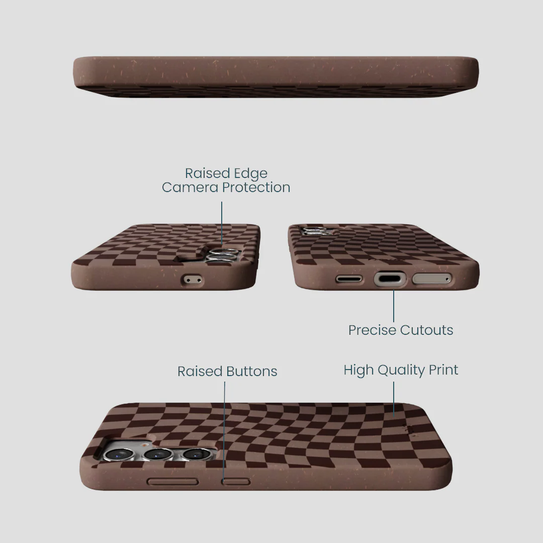 Chocolate Brown Cafe Check Samsung Galaxy S25 Case - Image 3