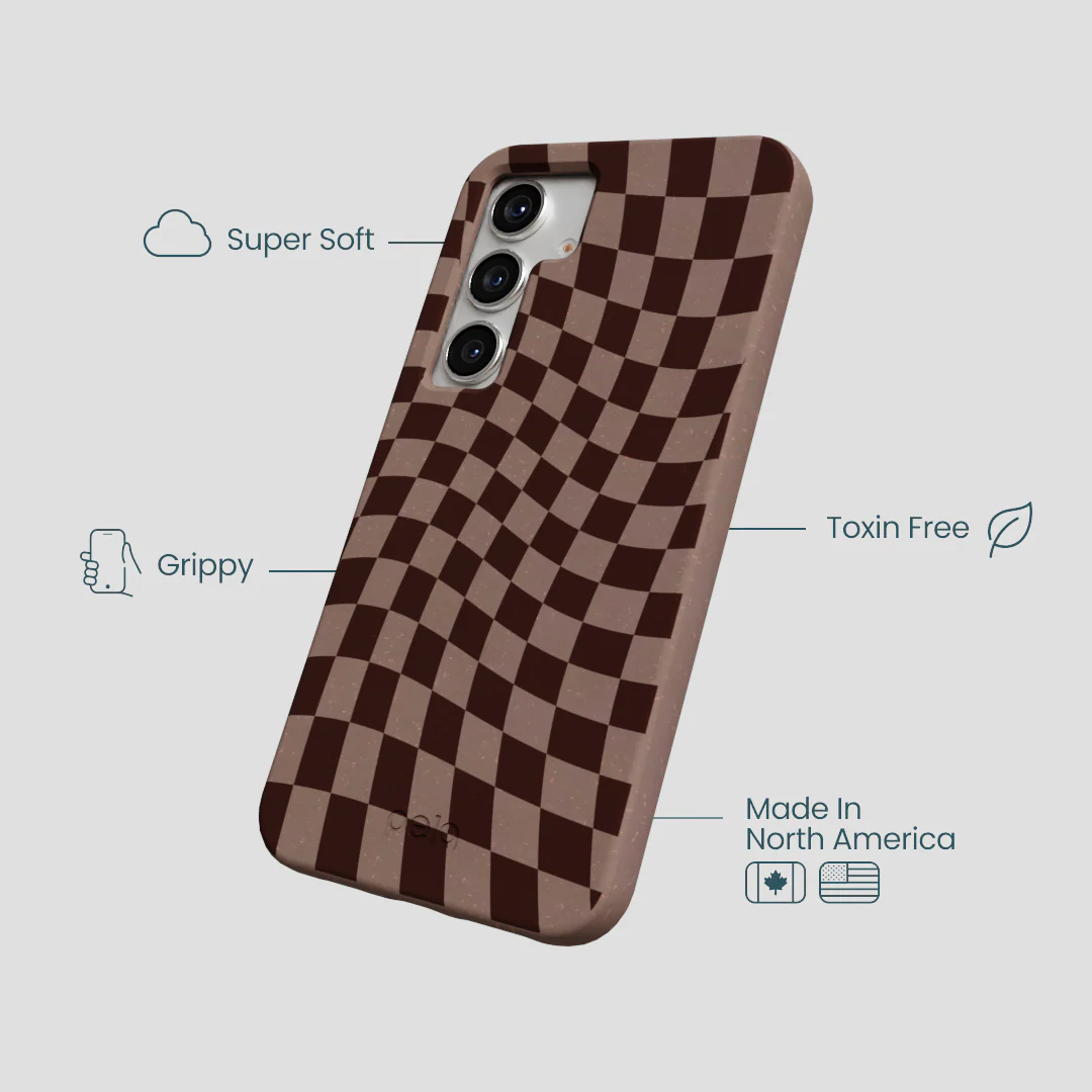 Chocolate Brown Cafe Check Samsung Galaxy S25 Case - Image 4