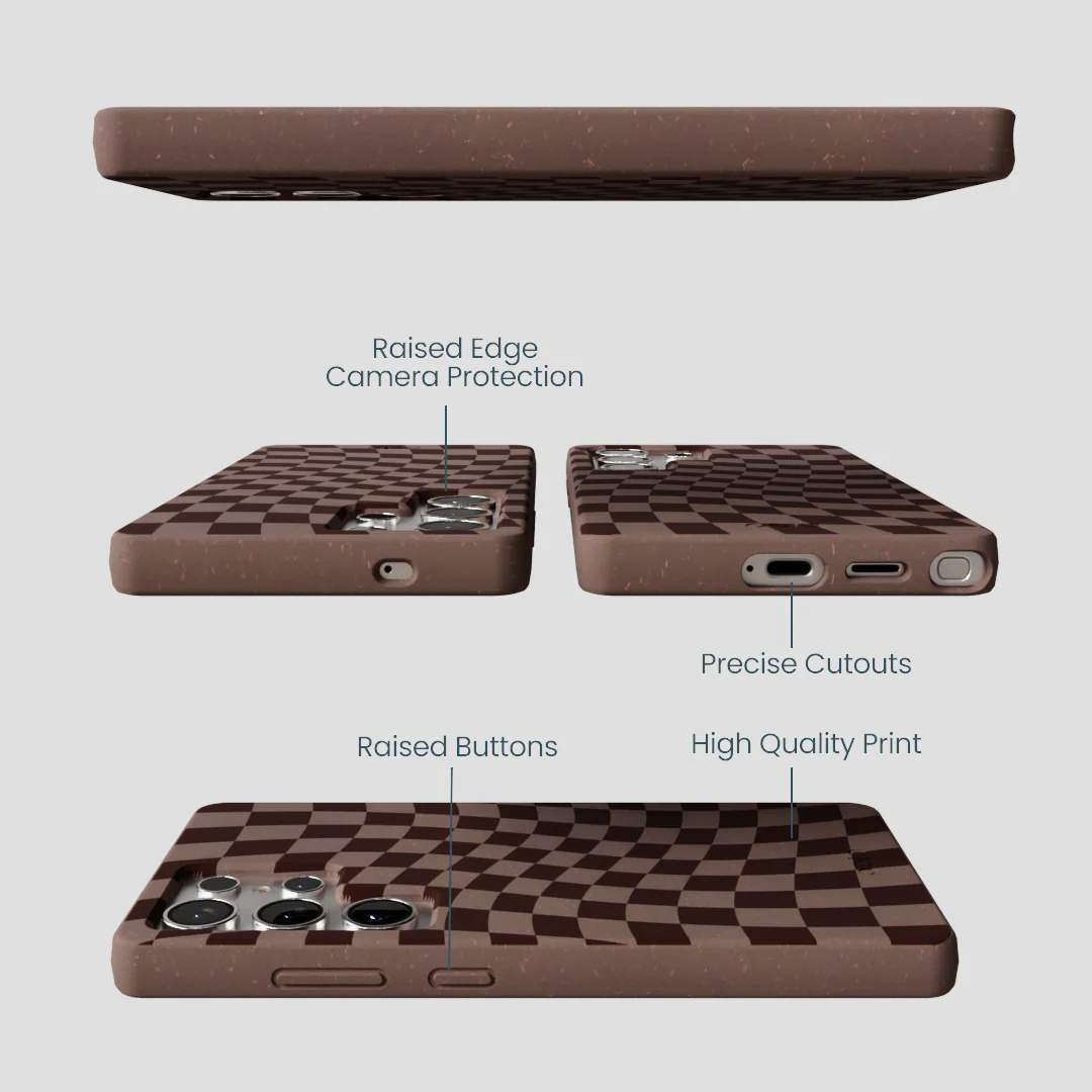 Chocolate Brown Cafe Check Samsung Galaxy S25 Ultra Case - Image 3