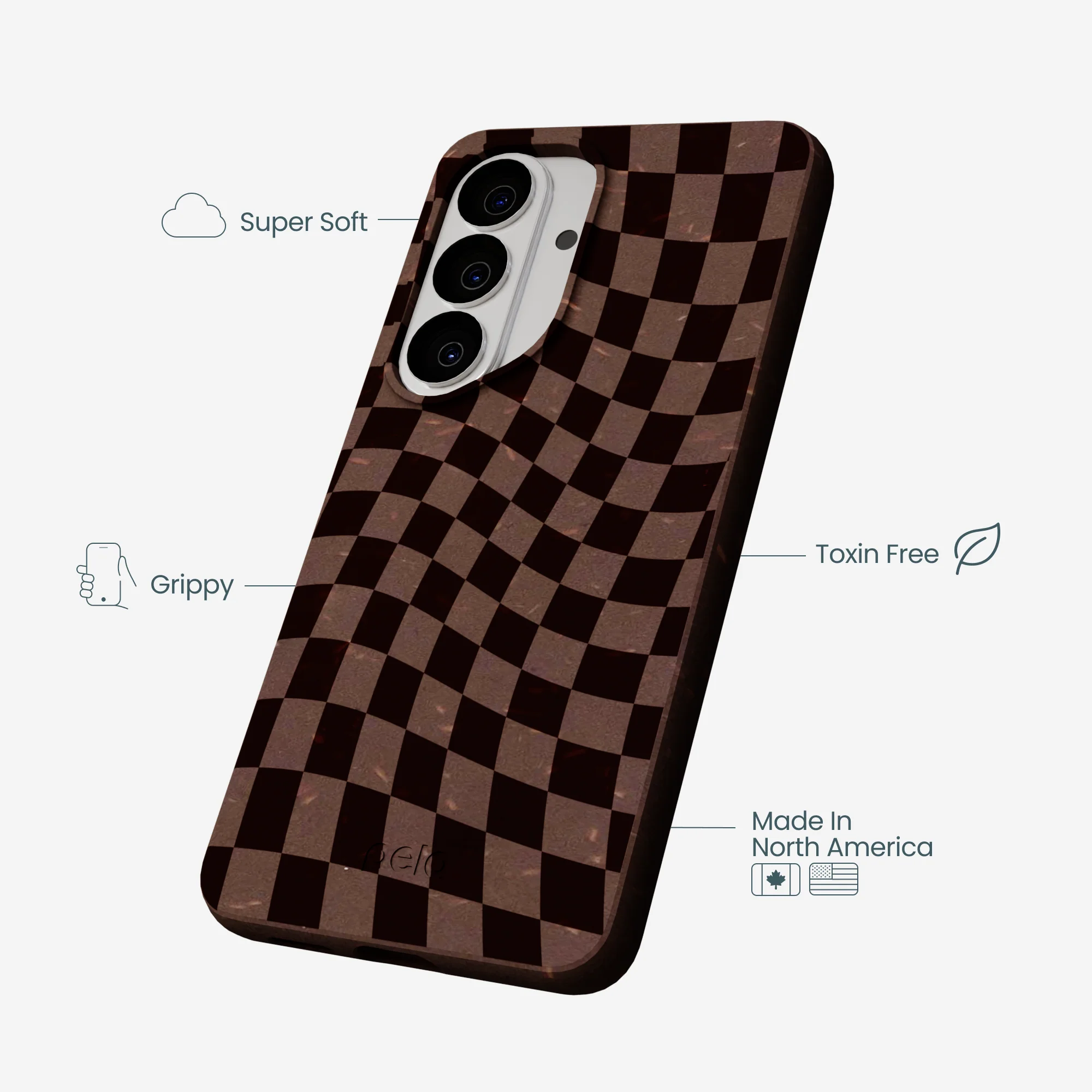 Chocolate Brown Cafe Check Samsung Galaxy S26 Case - Image 4