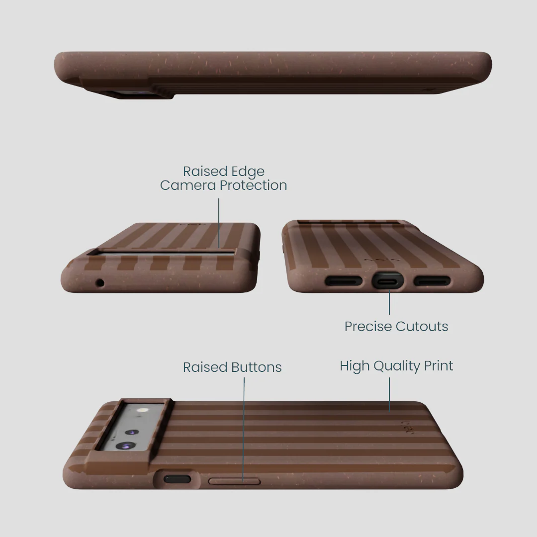 Chocolate Brown Cocoa Stripes Google Pixel 6 Case - Image 3