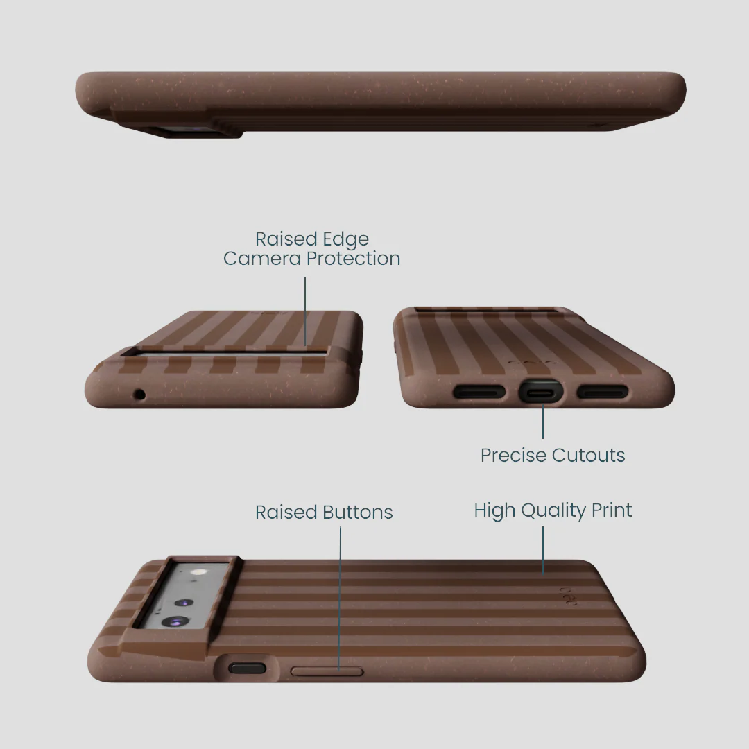 Chocolate Brown Cocoa Stripes Google Pixel 6a Case - Image 3