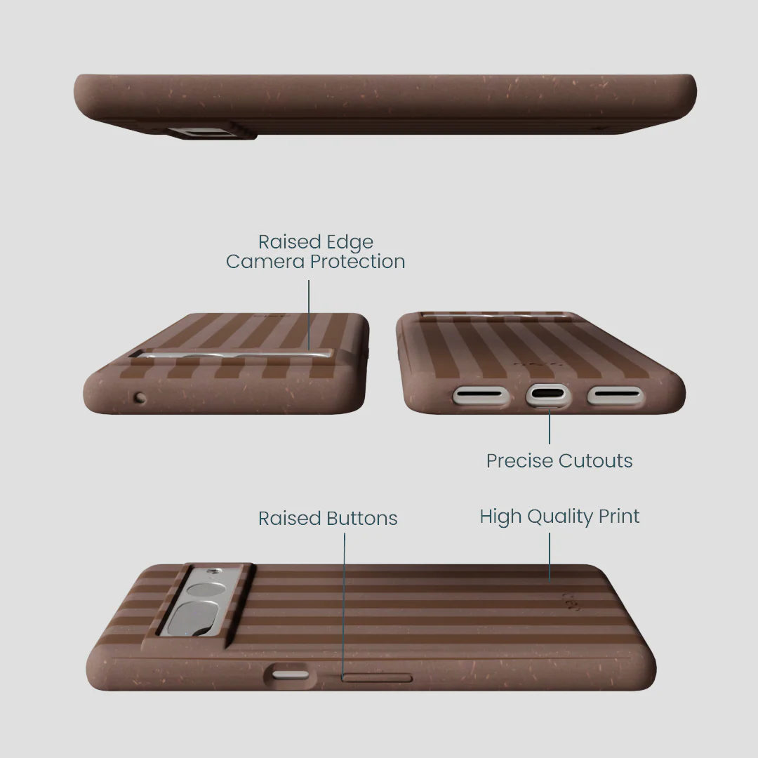 Chocolate Brown Cocoa Stripes Google Pixel 7 Pro Case - Image 3