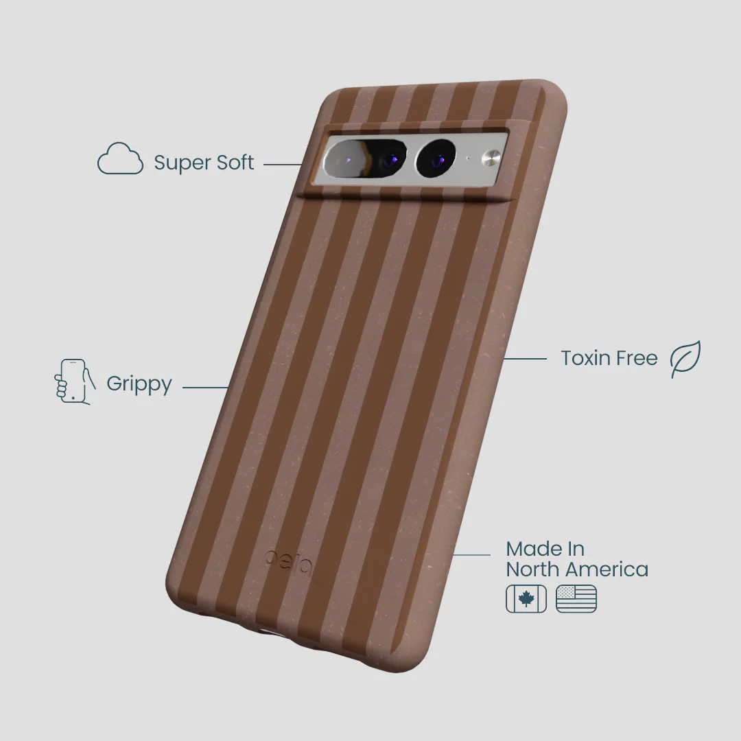 Chocolate Brown Cocoa Stripes Google Pixel 7 Pro Case - Image 4