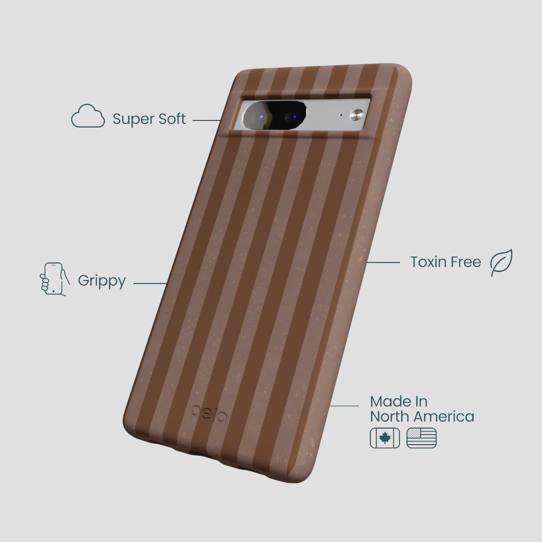 Chocolate Brown Cocoa Stripes Google Pixel 7a Case - Image 4