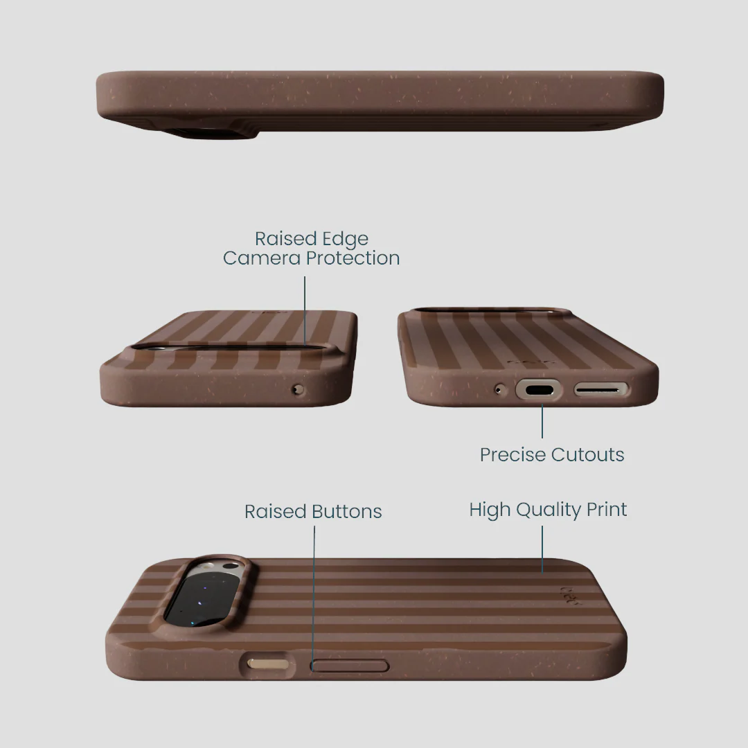 Chocolate Brown Cocoa Stripes Google Pixel 9/9 Pro Case - Image 3