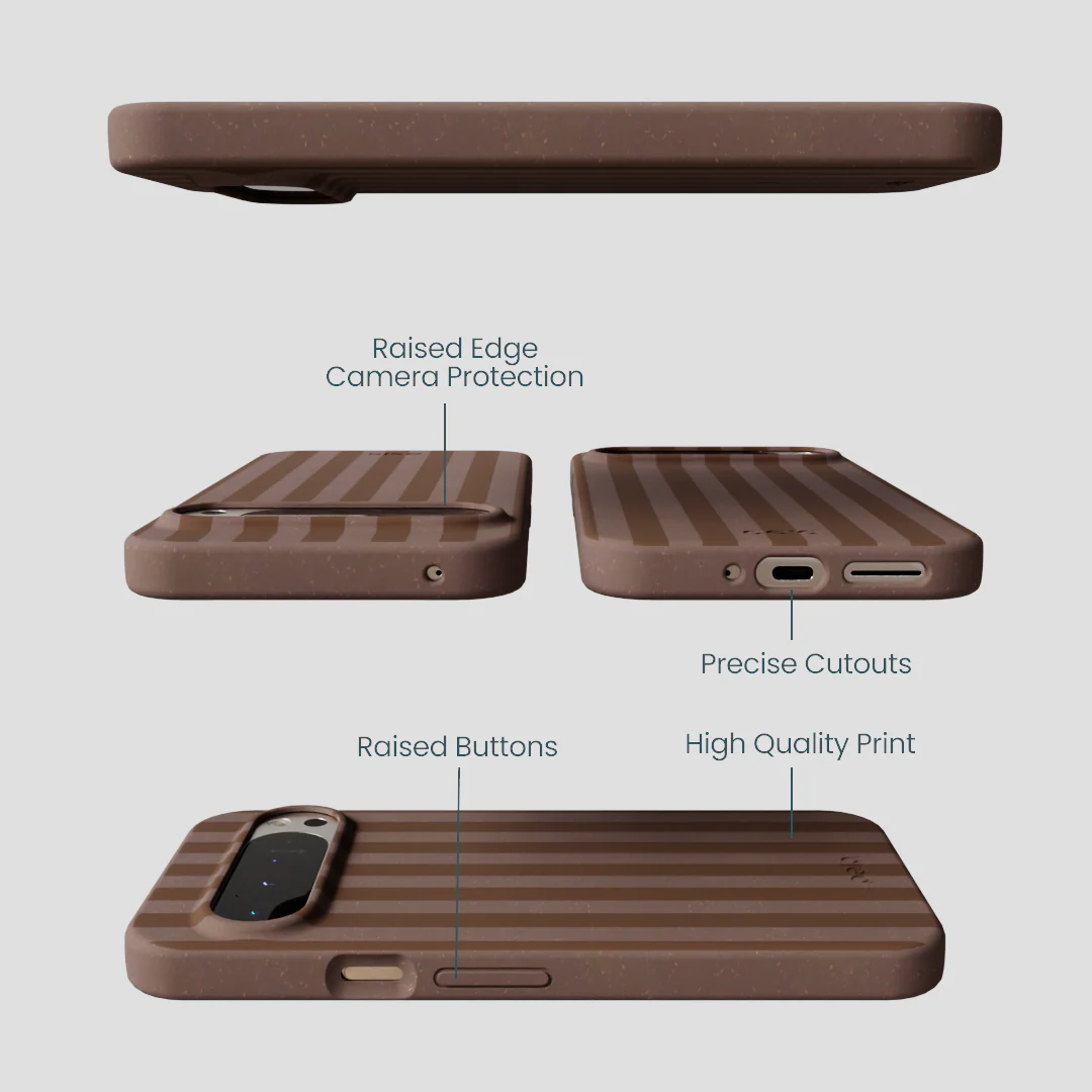 Chocolate Brown Cocoa Stripes Google Pixel 9 Pro XL Case - Image 3