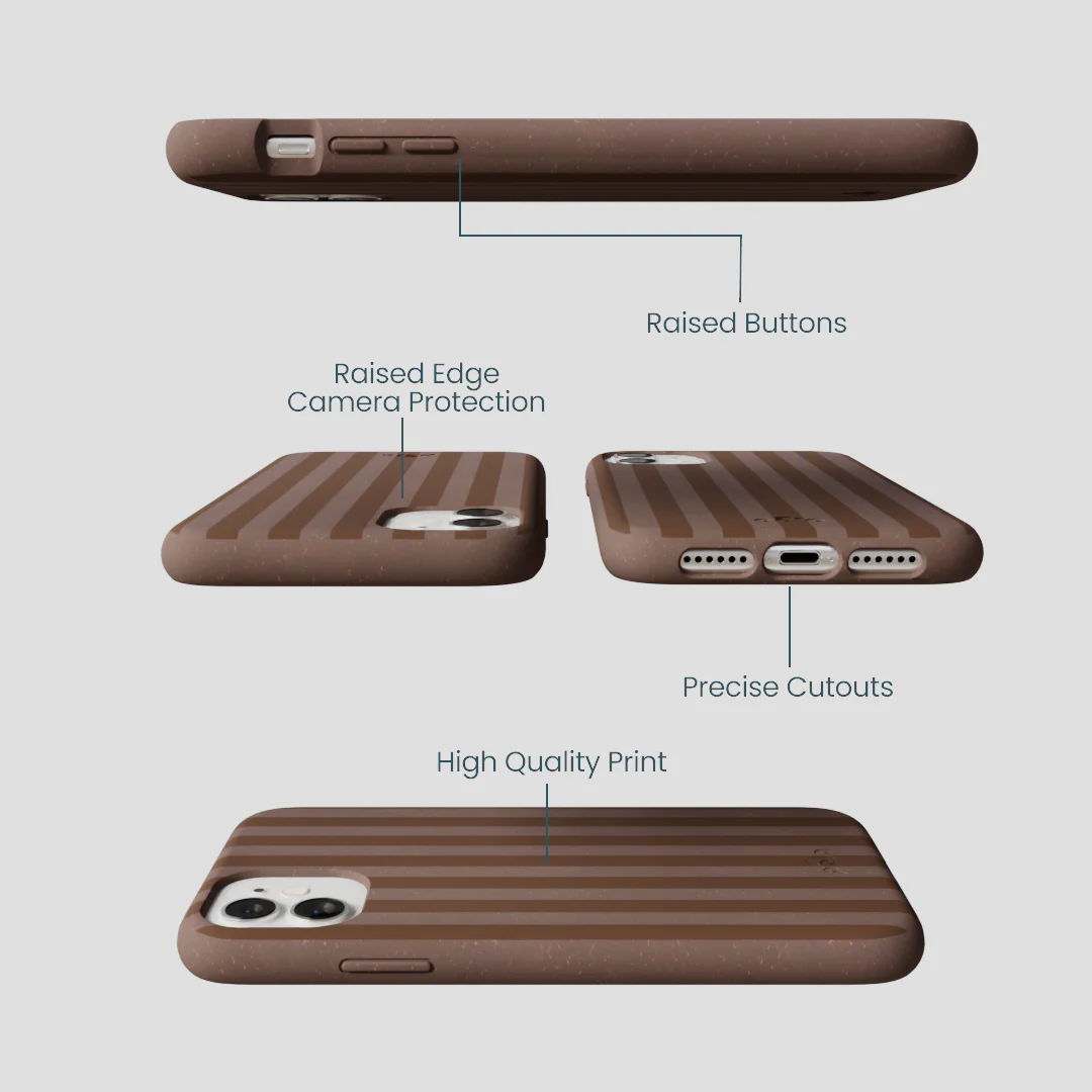 Chocolate Brown Cocoa Stripes iPhone 11 Case - Image 3