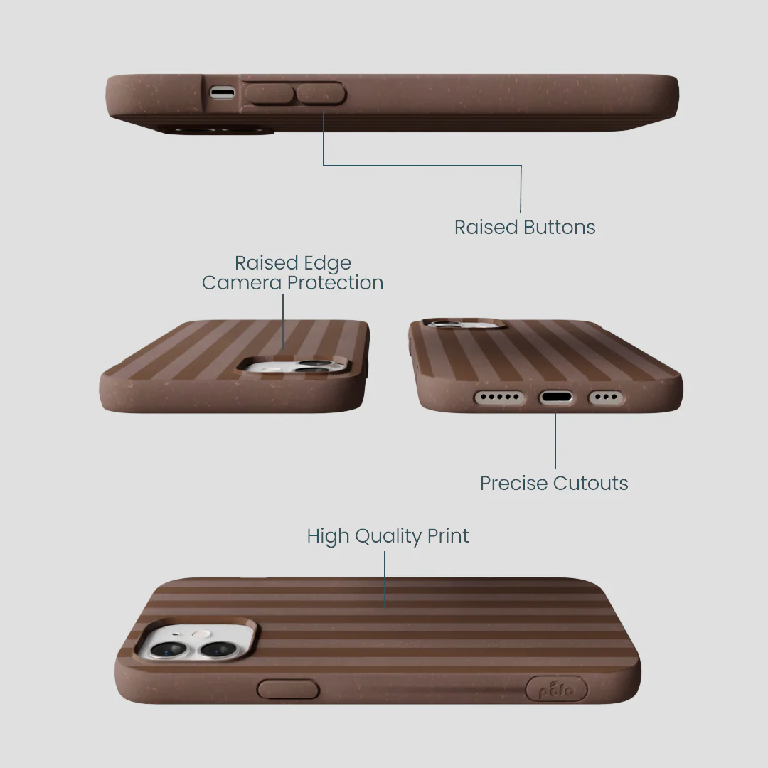 Chocolate Brown Cocoa Stripes iPhone 12/ iPhone 12 Pro Case - Image 3