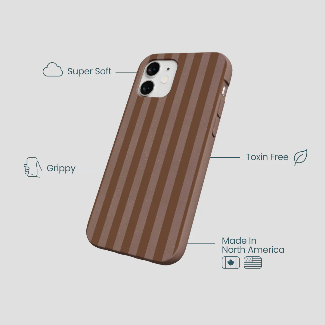 Chocolate Brown Cocoa Stripes iPhone 12 Mini Case - Image 4