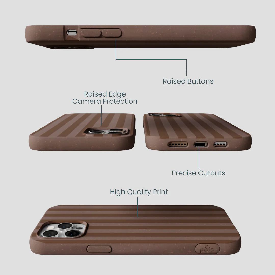 Chocolate Brown Cocoa Stripes iPhone 12 Pro Max Case - Image 3