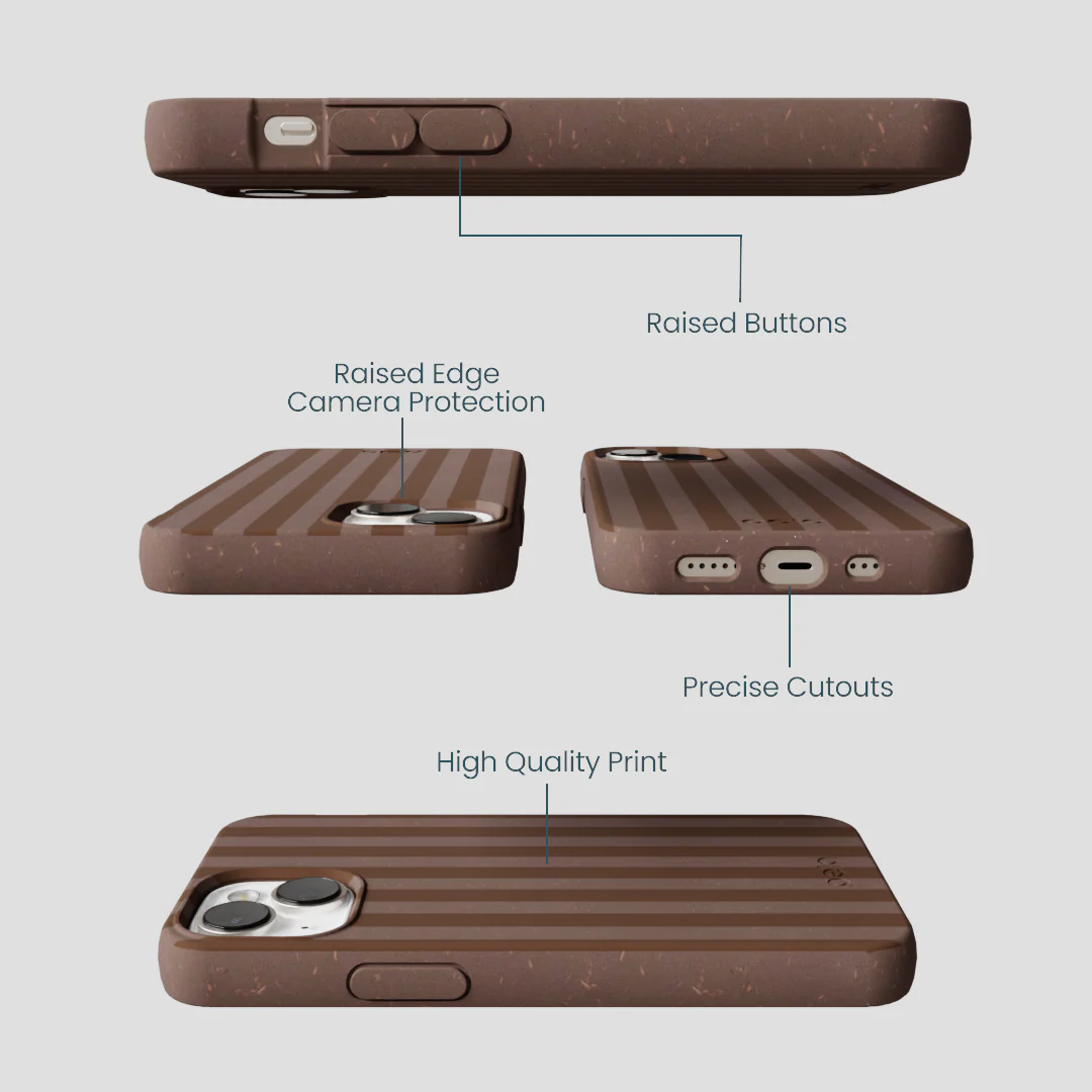 Chocolate Brown Cocoa Stripes iPhone 13 Case - Image 3
