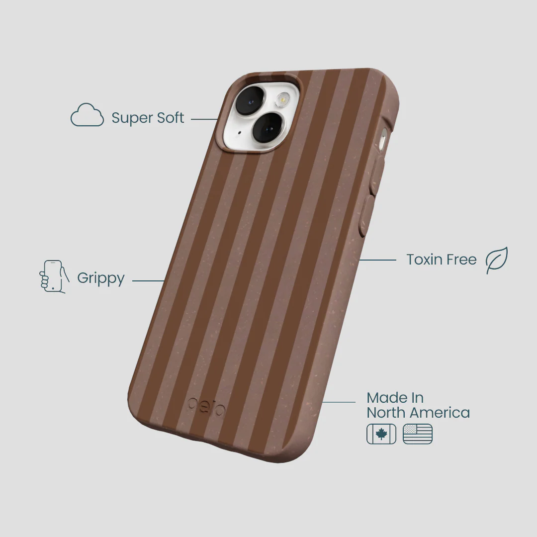 Chocolate Brown Cocoa Stripes iPhone 13 Case - Image 4