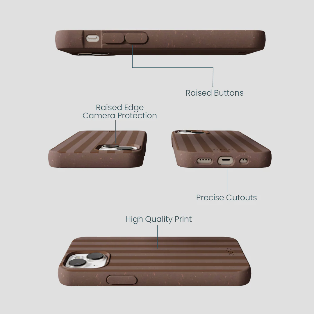 Chocolate Brown Cocoa Stripes iPhone 13 Mini Case - Image 3