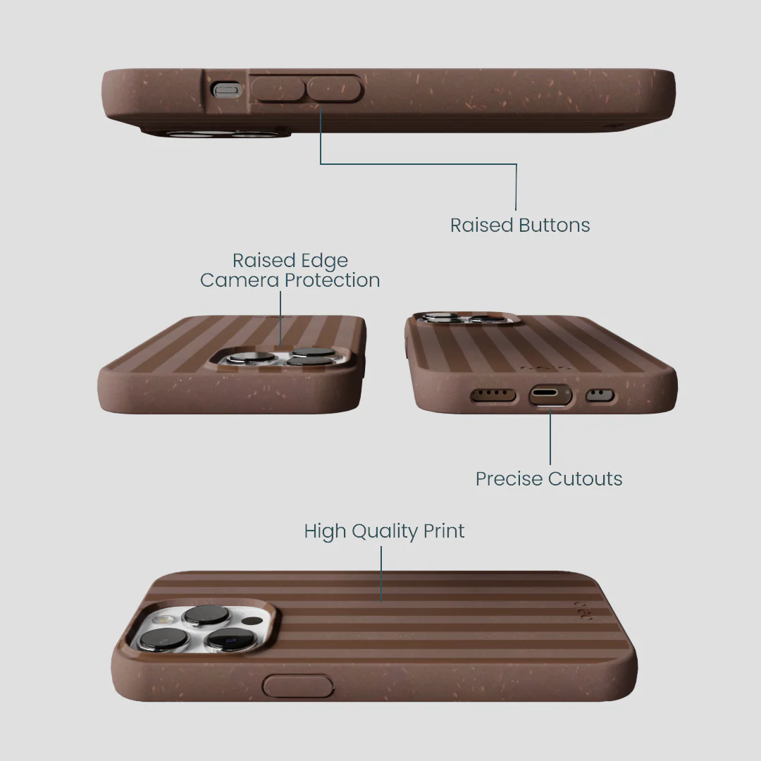 Chocolate Brown Cocoa Stripes iPhone 13 Pro Case - Image 3