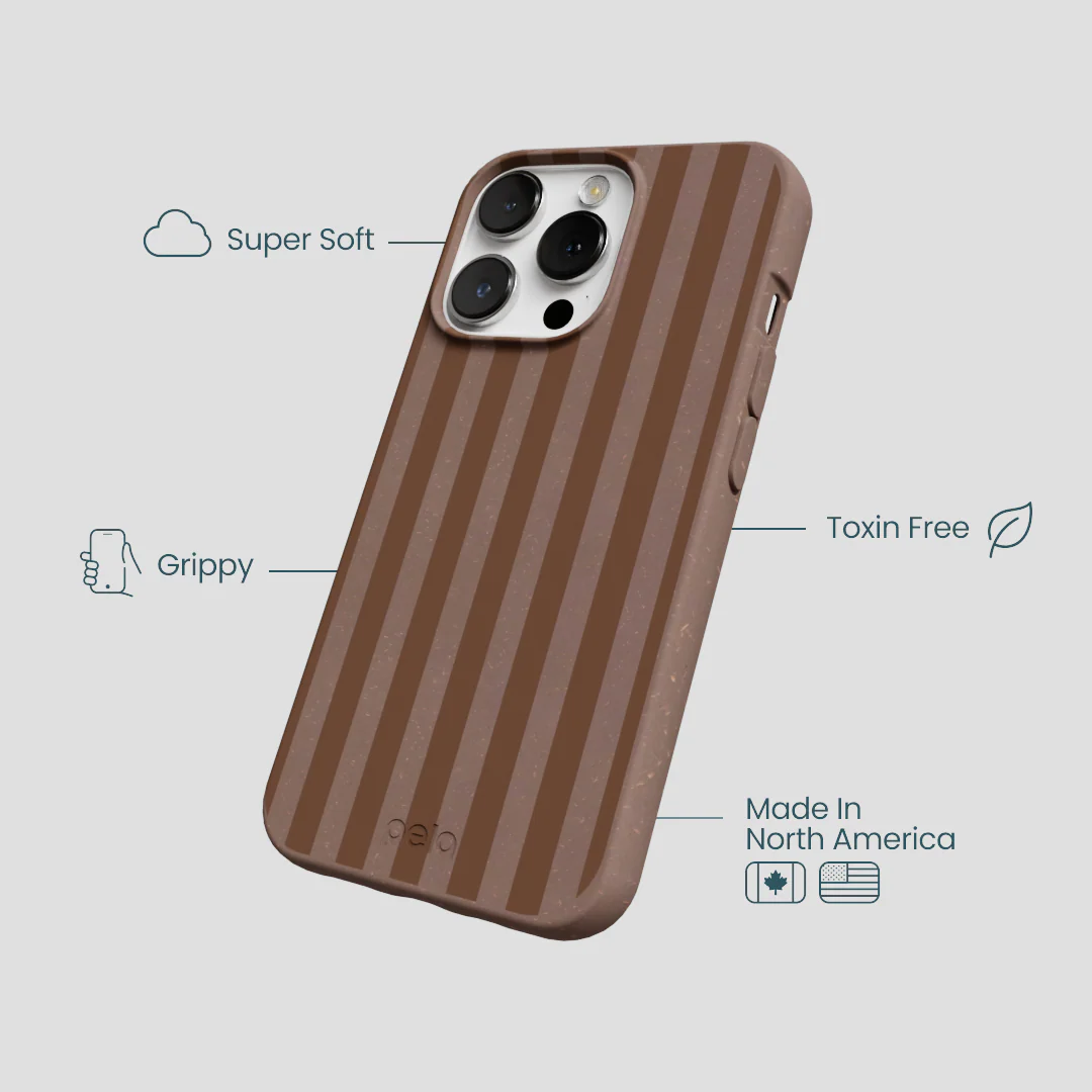 Chocolate Brown Cocoa Stripes iPhone 13 Pro Case - Image 4