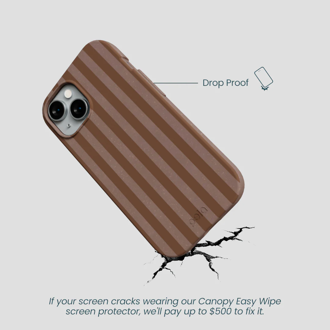 Chocolate Brown Cocoa Stripes iPhone 14 Case - Image 5