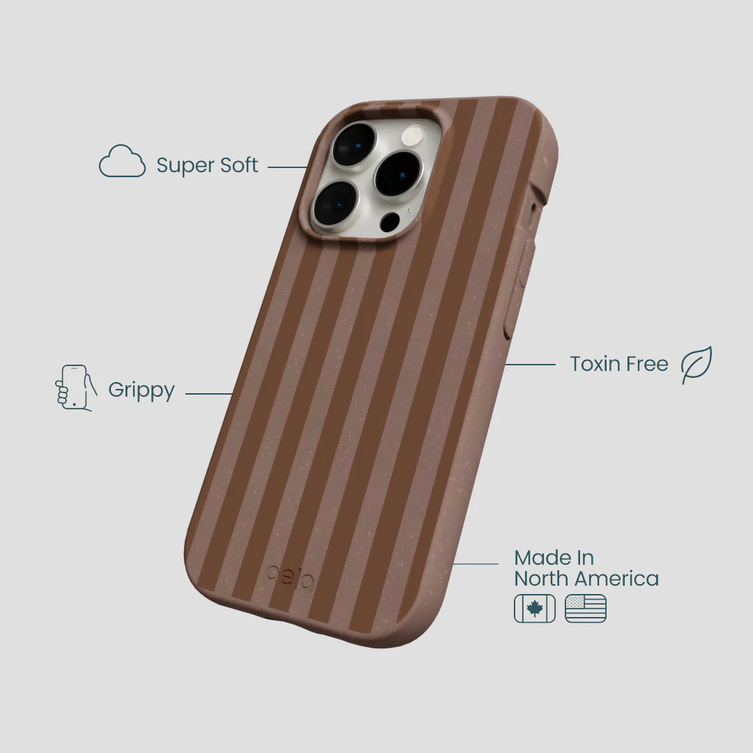 Chocolate Brown Cocoa Stripes iPhone 14 Pro Case - Image 4