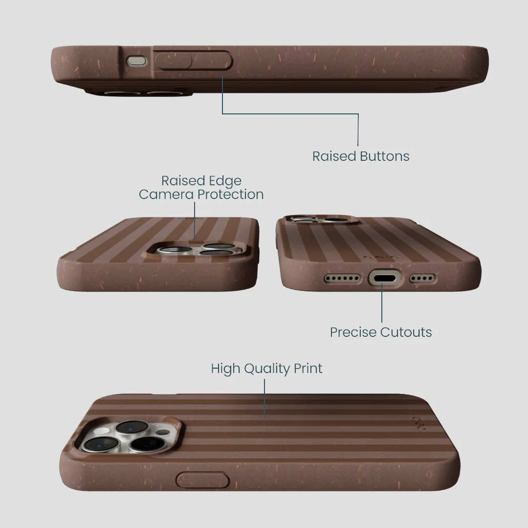 Chocolate Brown Cocoa Stripes iPhone 14 Pro Max Case - Image 3
