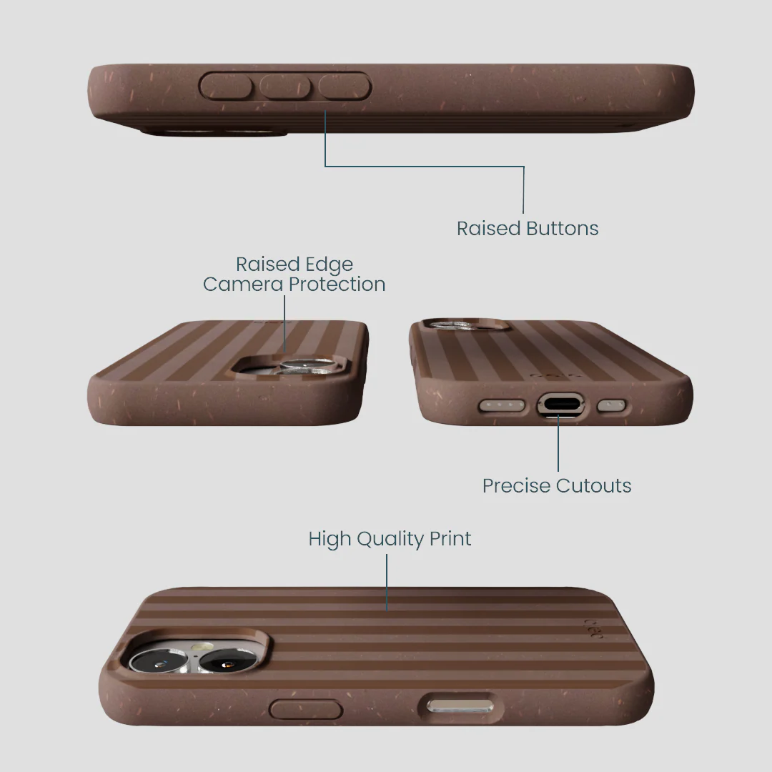 Chocolate Brown Cocoa Stripes iPhone 16 Case - Image 3