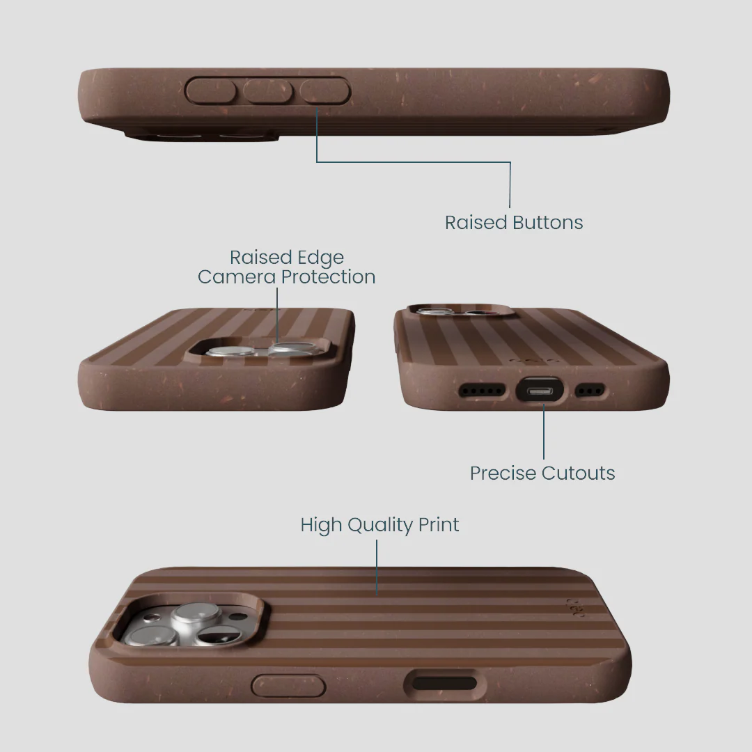 Chocolate Brown Cocoa Stripes iPhone 16 Pro Case - Image 3