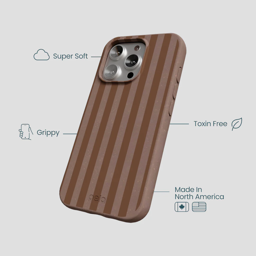 Chocolate Brown Cocoa Stripes iPhone 16 Pro Case - Image 4
