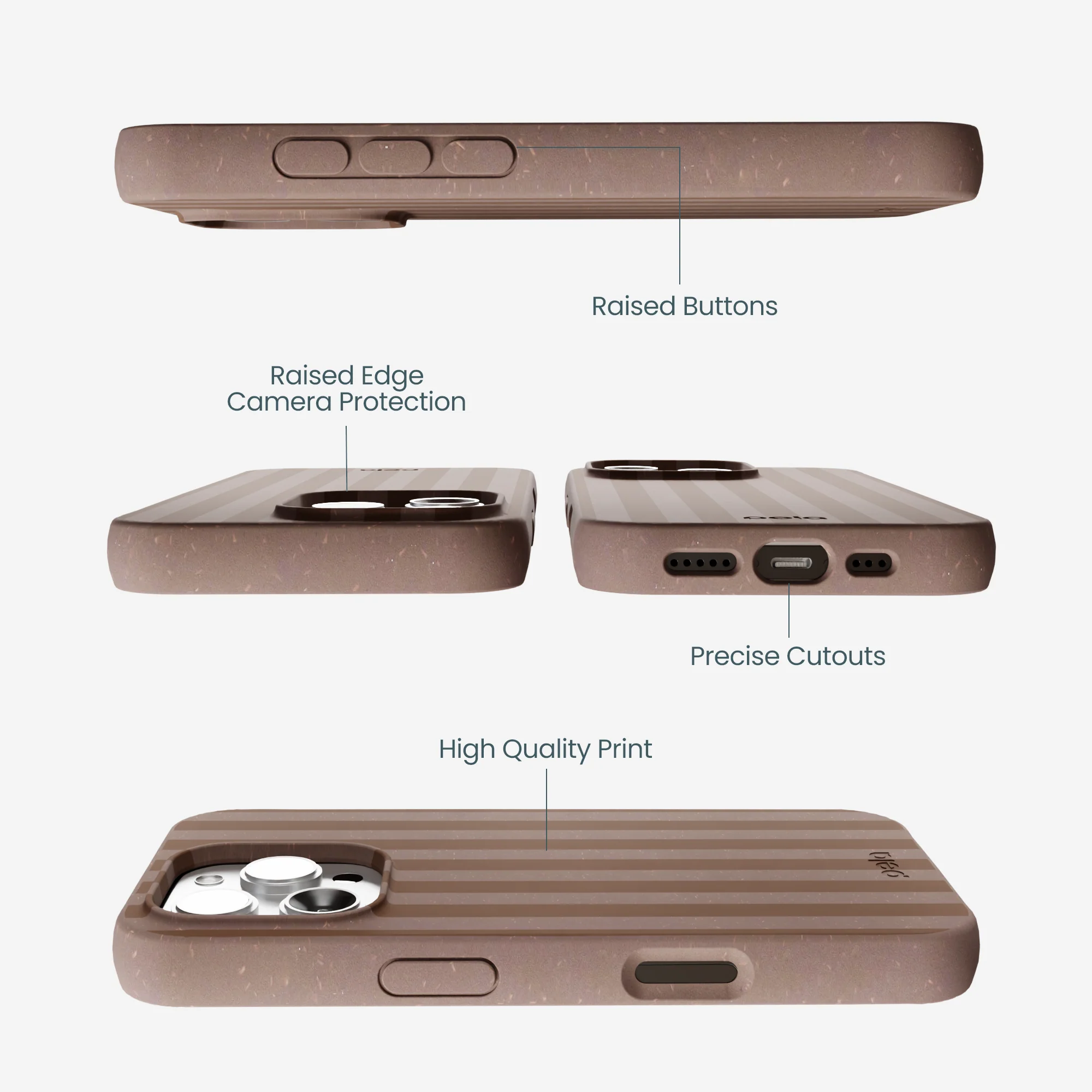 Chocolate Brown Cocoa Stripes iPhone 16 Pro Max Case - Image 3
