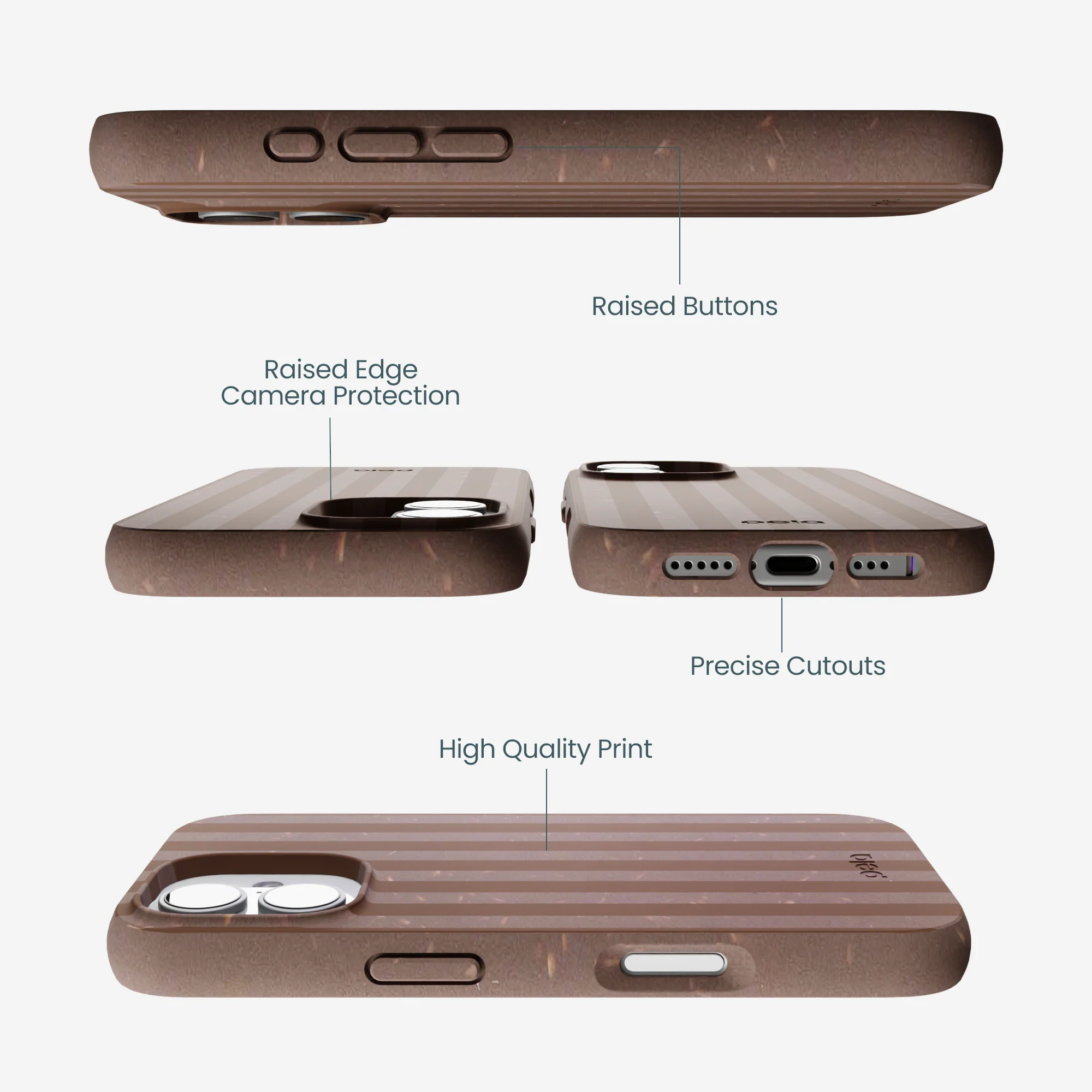 Chocolate Brown Cocoa Stripes iPhone 17 Case - Image 3