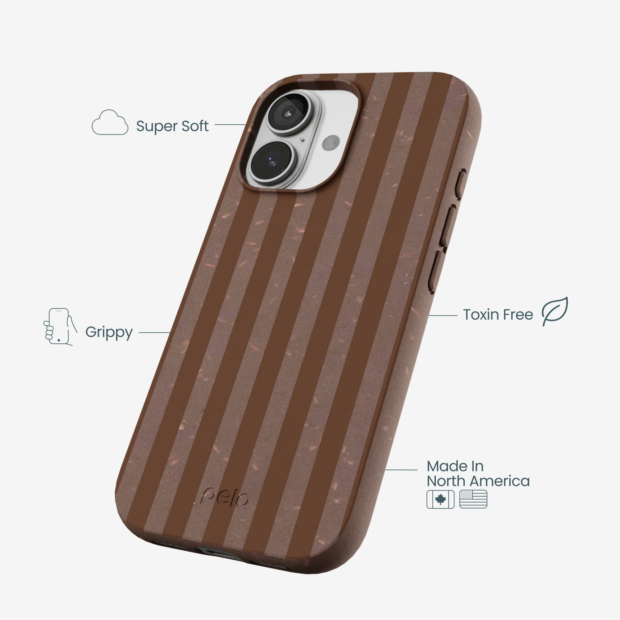 Chocolate Brown Cocoa Stripes iPhone 17 Case - Image 4