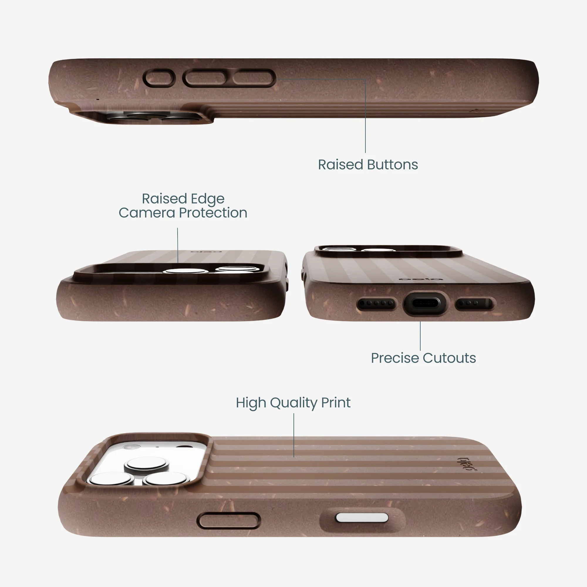 Chocolate Brown Cocoa Stripes iPhone 17 Pro Case - Image 3