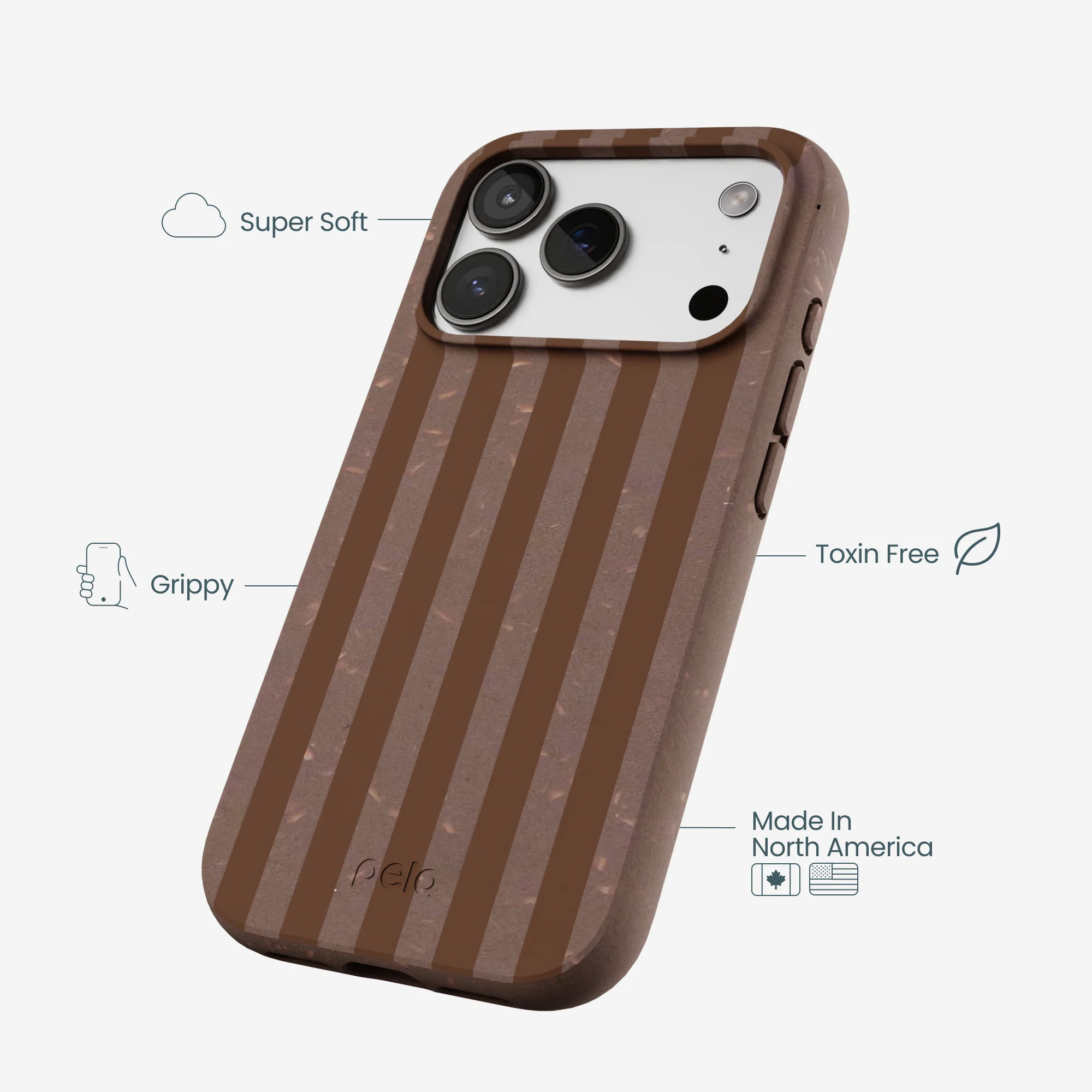 Chocolate Brown Cocoa Stripes iPhone 17 Pro Case - Image 4