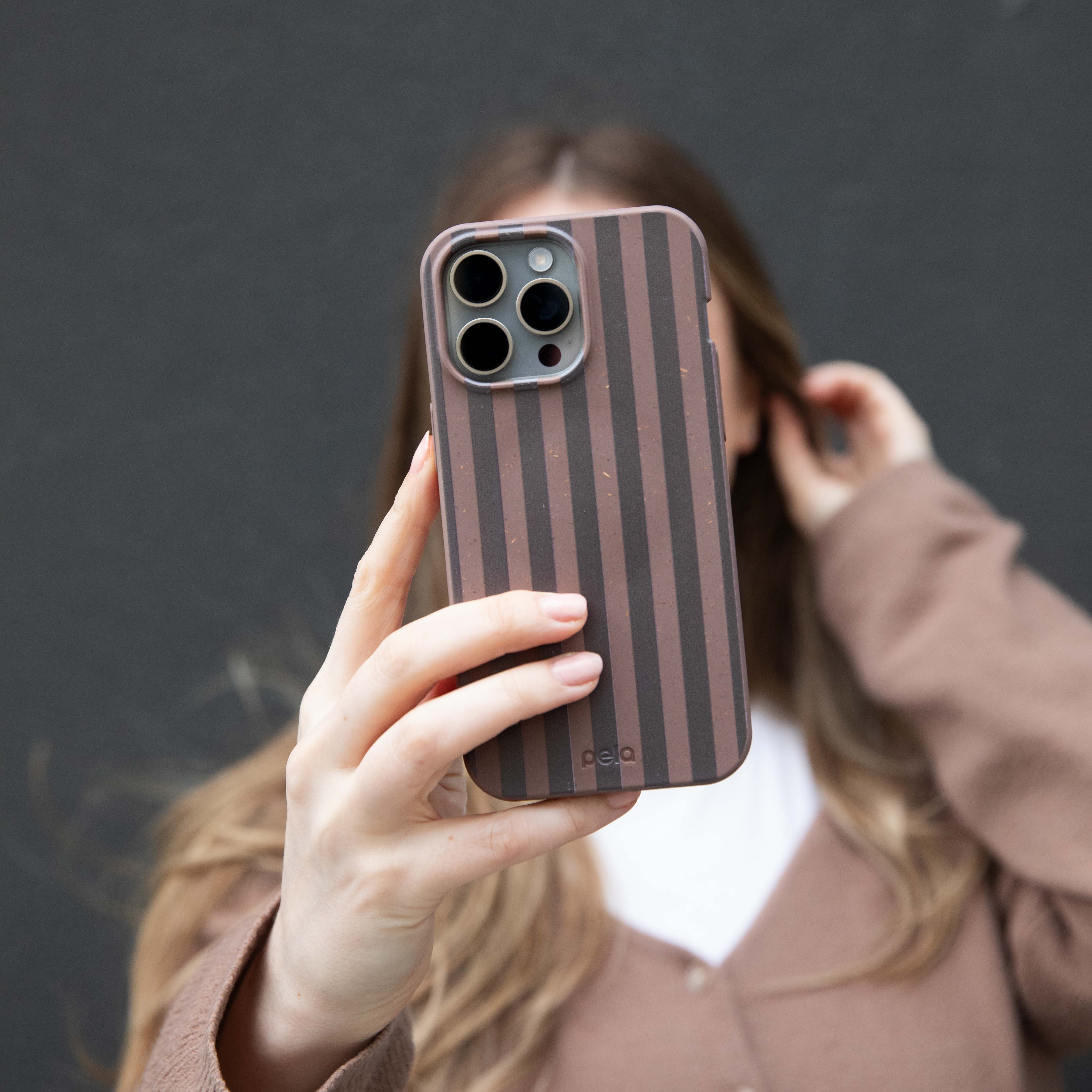 Chocolate Brown Cocoa Stripes iPhone 6/6s/7/8/SE Case - Image 2