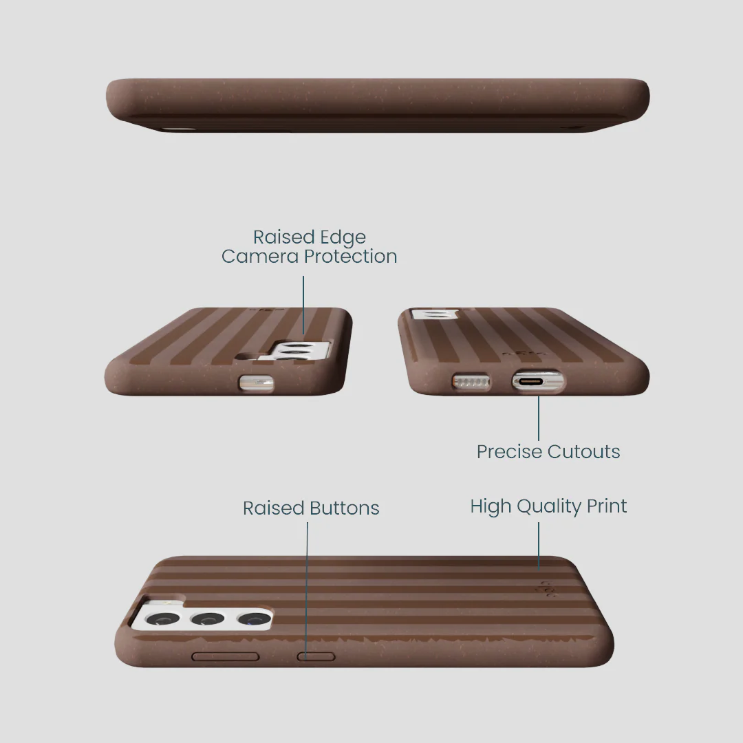 Chocolate Brown Cocoa Stripes Samsung Galaxy S21 Case - Image 3