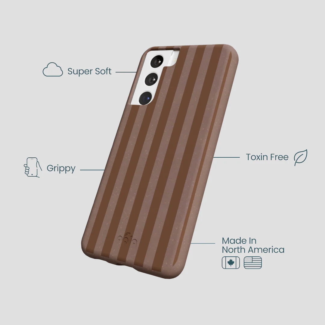 Chocolate Brown Cocoa Stripes Samsung Galaxy S21 Case - Image 4
