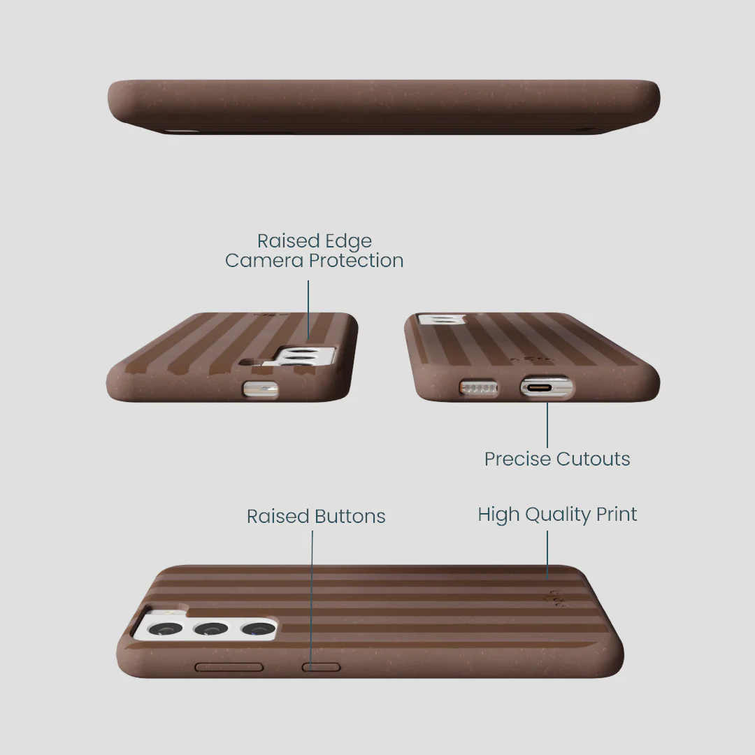 Chocolate Brown Cocoa Stripes Samsung Galaxy S22 Case - Image 3