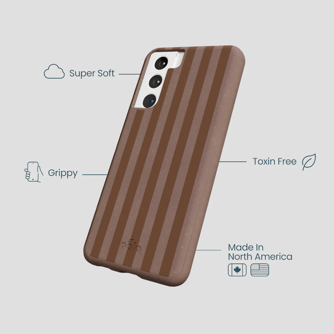 Chocolate Brown Cocoa Stripes Samsung Galaxy S22 Case - Image 4