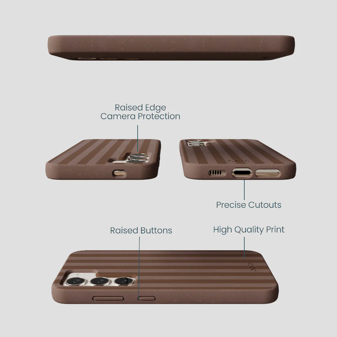 Chocolate Brown Cocoa Stripes Samsung Galaxy S24 Case - Image 3