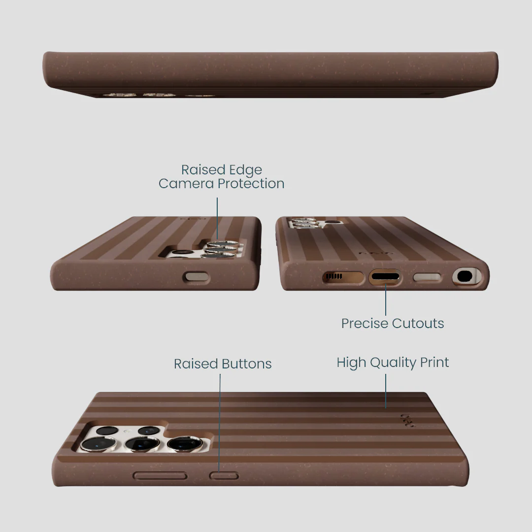 Chocolate Brown Cocoa Stripes Samsung Galaxy S24 Ultra Case - Image 3