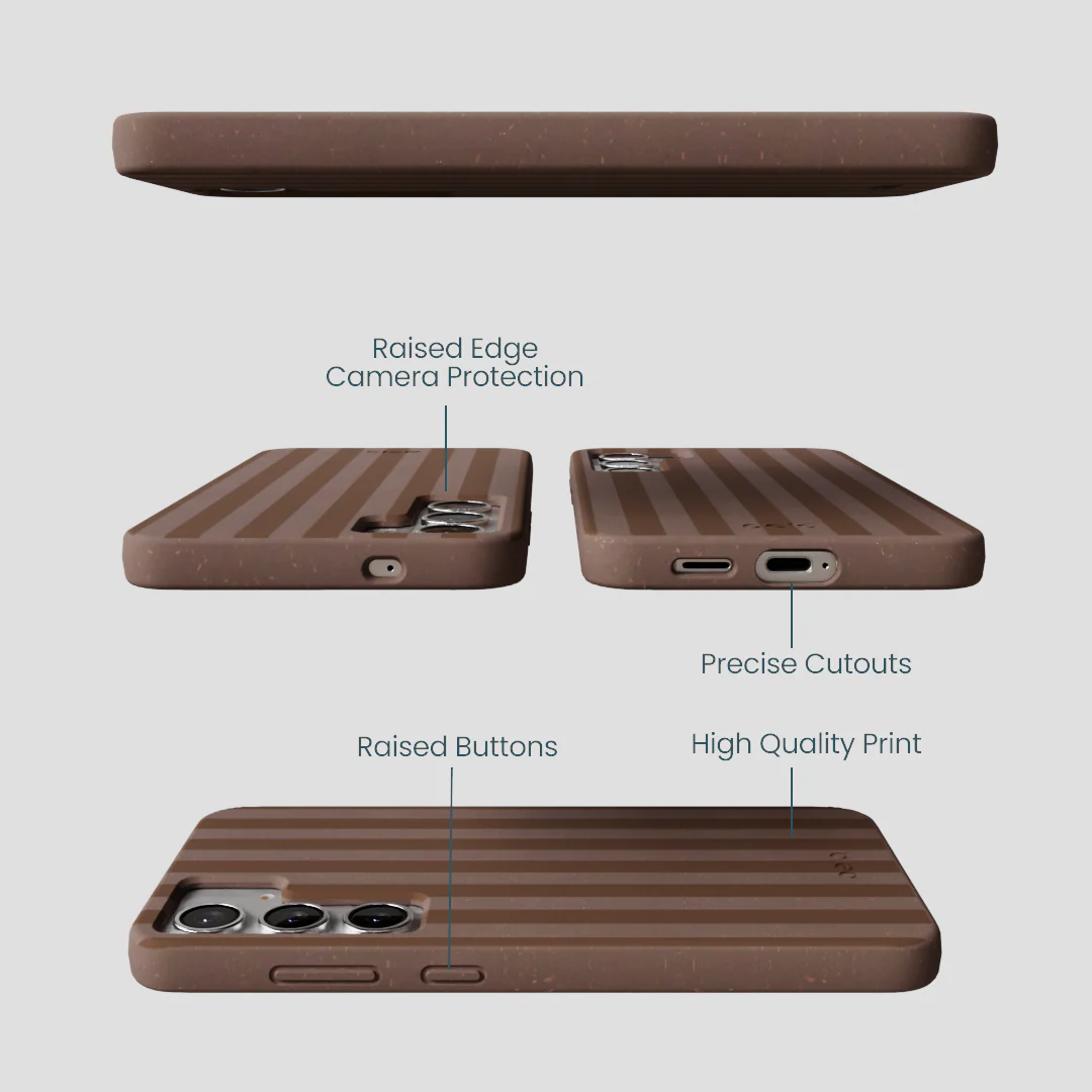 Chocolate Brown Cocoa Stripes Samsung Galaxy S25+(Plus) Case - Image 3