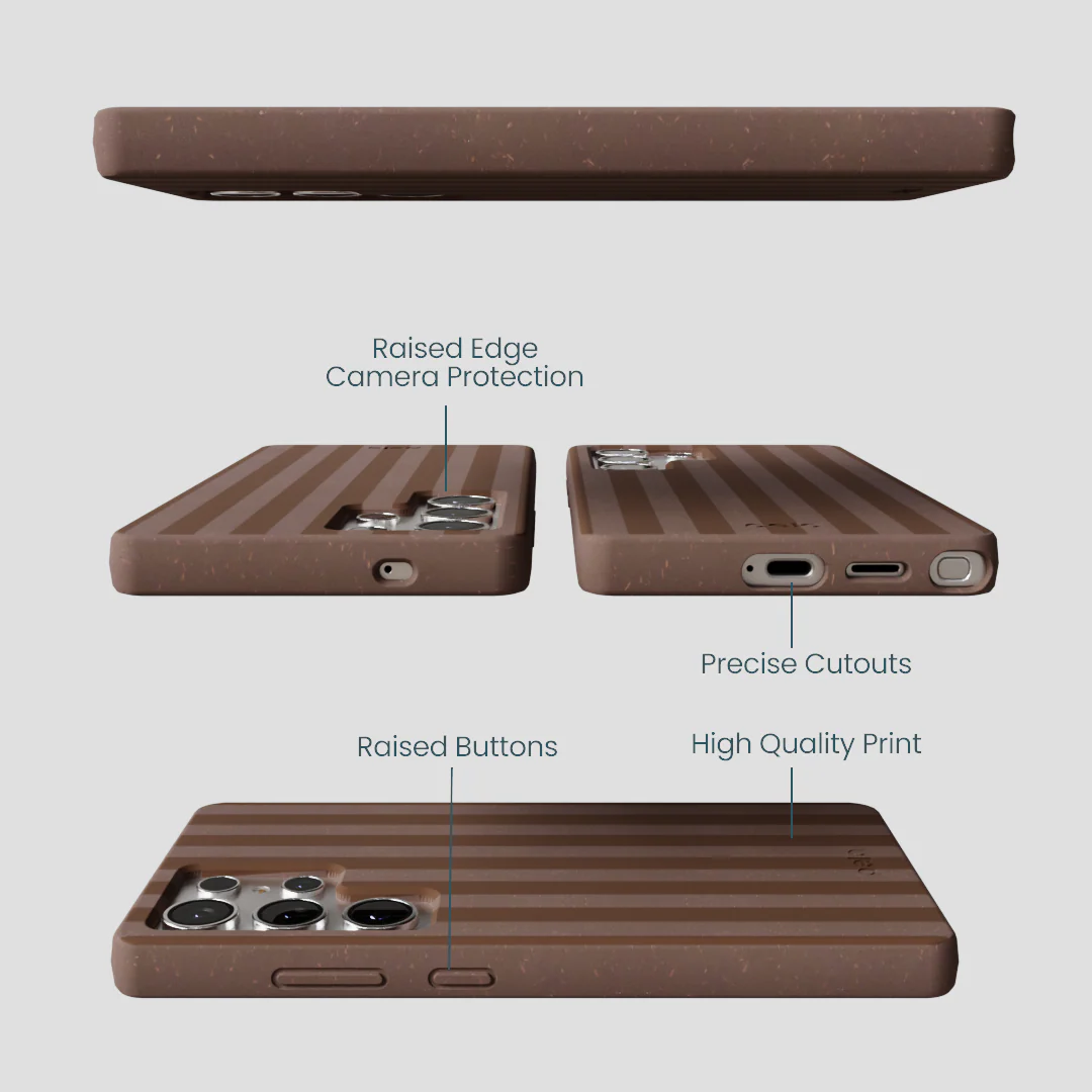 Chocolate Brown Cocoa Stripes Samsung Galaxy S25 Ultra Case - Image 3