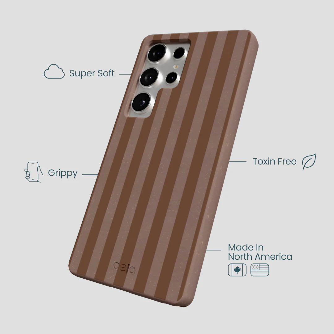Chocolate Brown Cocoa Stripes Samsung Galaxy S25 Ultra Case - Image 4